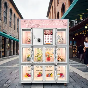 Haloo Maquina Expendedora De Flores Self Service Touch Screen Outdoor Automatic Flower Shop Fresh Flower Bouquet Vending Machine