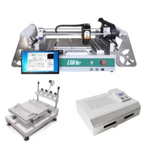 QiHe Desktop Mini Pick and Place Machine TVM802D Stencil Printer SMT Equipment TVM802BP PCB Making Machine