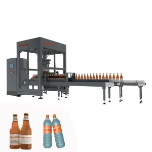 Full Autom Packaging Line Robot Beverage Tin Can Pick up and Place Bottle Wrap Around Case Packer Packing Machine