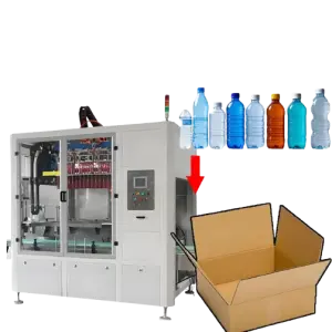 Case Packer with Robotic Pick and Place Arm for Bottled Beverage and Food Products