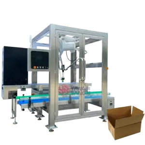 Automatic Case Packer with Robot Arm Carton Box Packing Machine for Food Cosmetic Soft Candy Bag Doypack