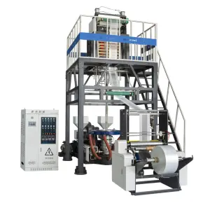 PE LDPE HDPE ABA Blown Film Extruder Machine Vertical Traction Rotary ABA Plastic Film Blowing Machine