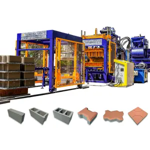 QT5-15 Fully Automatic Hydraulic Interlock Paver Hollow Cement Concrete Brick Block Making Machine Production Line