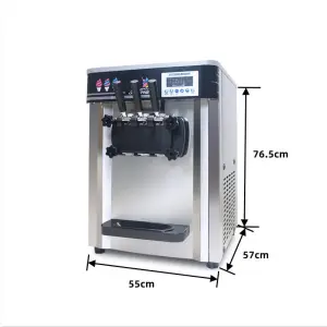Commercial Fully Automatic Stainless Steel Soft Ice Cream Machine Large Output with Sundae Cone Snack Machine