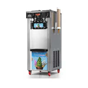 1300W Commercial Ice Cream Maker Soft Serve Machine Vertical 3 Flavors Ice Cream Machine with PreCooling for Cafe 20L/H