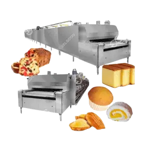 Industrial Electric Pan Pound Cake Rusk Making Cupcakes Swiss Roll Sponge Cake Machine Muffin Cake Production Line for