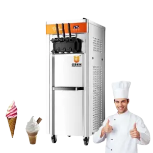 Vertical Soft Ice Cream Machine with LCD Touch Screen Commercial Ice Cream Maker With 3 Flavors