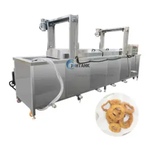 Food Frying Gas Continuous Automatic Lifting Fryer Potato Chips Banana Donuts Chicken Electric Deep Fryer Making Machine