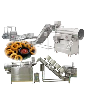 Automatic Shallot Fryer Bhaji Frying Machine Line Fried Onion Rings Making Production Line