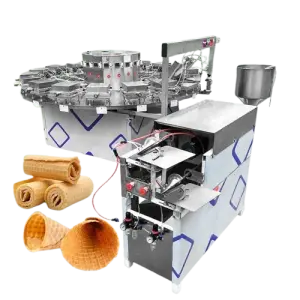 Industrial Electric Automatic Edible Coffee Cup Egg Roller Roll Wafer Biscuit Ice Cream Cone Waffle Maker Make Machine