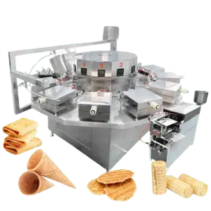 Automatic Gas Heated Commercial Ice Cream Waffle Crispy Cone Wafer Stick Egg Roll Maker Making Machine