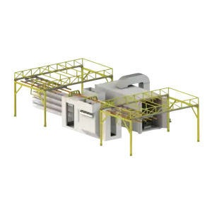 Manual Overhead Conveyor System Powder Coating Line with Spray Booth Curing Oven for Metal Batch Production