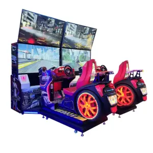 Four-Screen Indoor Racing Simulator Coin-Operated Arcade Game Console with Two-Seater Connection Made Durable Metal