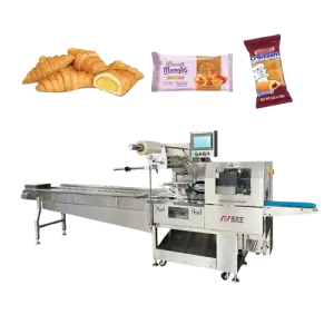 Automatic Croissant Bun Bread Bakery Food Plastic Bag Multi Pack Secondary Pack Pillow Type Packaging Machine