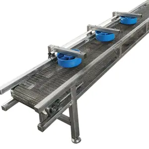 Stainless Steel Wire Mesh Conveyor with Fans for Bread Cooling in Food Industry