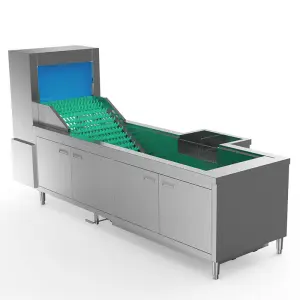 Custom Commercial High-Capacity Kitchen Cleaning Dishwasher Stainless Steel 304 Housing Electric Freestanding Flight Conveyor