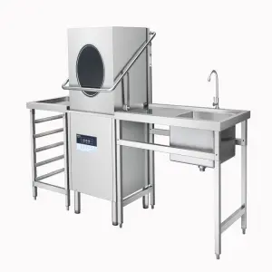 Commercial 9KW Stainless Steel Hood Type Dishwasher Automatic Industrial Kitchen Equipment for Restaurant Hotel