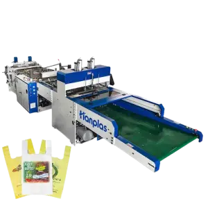 HP-2VA Hanplas PLA PBAT PHB 2 Line T-shirt Vest Carry Handle Shopping Bag Trash Biodegradable Plastic Bag Making Machine