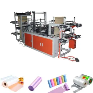 Two-Layer PE T-Shirt Bag Flat on Roll Making Machine PE Bag Cutting Machine