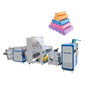 HP-RE High Speed Fully Automatic PE V-fold Bottom Sealing Rolling Garbage Plastic Table Sheet Bags Making Machine