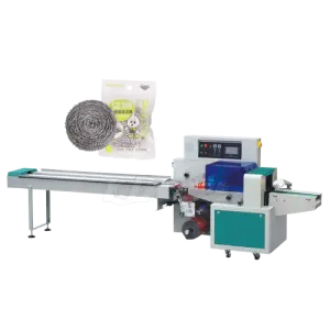 Fully Automatic Kitchen Cleaning Supplies Steel Wool Scrubber Cleaning Brush Scourer Back Seal Bag Pillow Packaging Machine