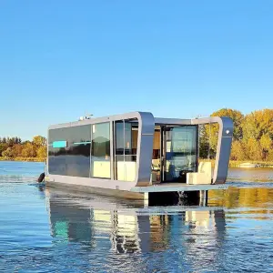 Luxury Custom Sightseeing Pontoon Party Houseboat Modern Floating Hotel Pontoon Houseboat with Kitchen and Bathroom