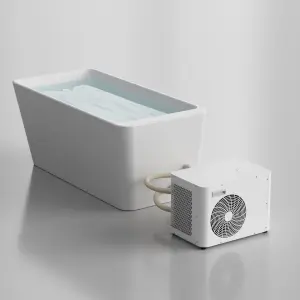 White Acrylic Cold Plunge Tub with 1Hp Pro Water Chiller Cooling Equipment Set for Gym Sports Recovery Ice Bathtub Accessories