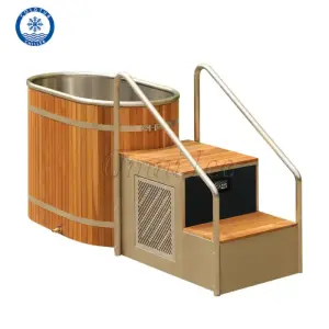 Red Cedar Wooden Stainless Steel Bathtubs Cold Plunge Ice Bath Tub Recovery Soaking Bathtub Customized