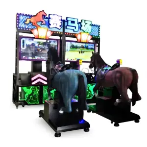 Amusement Park Indoor Electric Coin Operated Golden Sport Royal Horse Arcade Simulator Interactive Kids Horse Racing Games