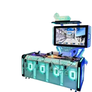 Interactive Body-Sensing Shooting Arcade Game for Four Players Online Shootout Experience Children's Video Game City Indoor