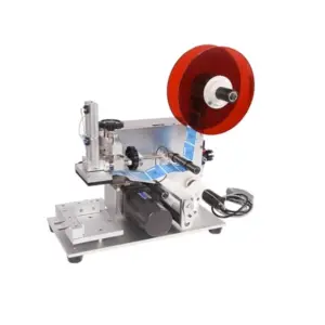 Automatic Tabletop Plastic Bags Boxes Label Applicator Flat Bottle Square Jar Sticker Labeling Machine for Glass Core Motor
