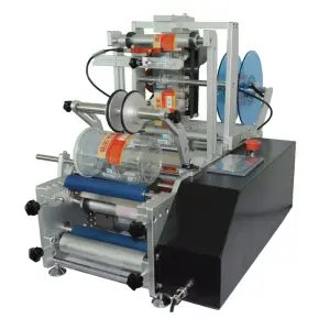 Small Size Semi-automatic Round Plastic Water Wine Beer Cans Vial Tube PET Glass Bottle Labeling Machine
