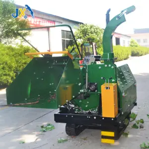 220V On-Track Wood Chipper Crawler Garden Tree Shredder with Engine Core for Tree Brush Chipping Forestry Machinery