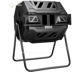 T0925 160L Garden Kitchen Food Waste Compost Bin Plastic Fertilizer Compost Making Machines Gallon Black Outdoor Tumbling