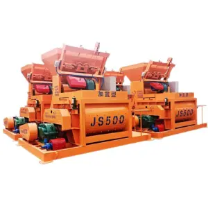 JS500 Twin Shaft Concrete Mixer with Engine Pump Motor Core Components for HZS25 Ready Mixed Concrete Batching Plant