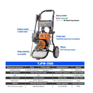 High Pressure Water Pump Car Wash Water Jet Pump Air Cooled 4 Stroke Car cleaner (3100psi)