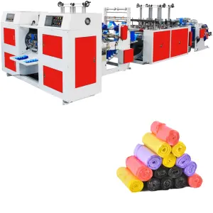 Plastic Roll Garbage/ Trash Bag the of Plastic Bags Making Machine  Plastic Machinery Taiwan 2 Lines 12KW 7-25