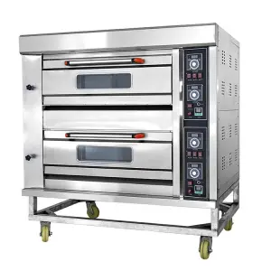 Commercial 2 Deck 4 Trays Gas Deck Oven Bakery Oven Bread Making Machine for Pizza Bread Cake Bakery Equipment