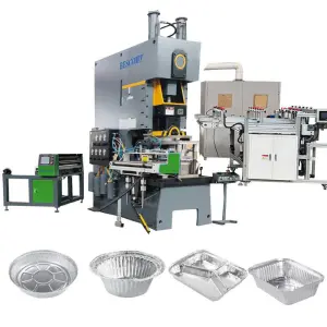 Semi Auto 45t High Speed Automatic Silver Aluminum Foil Container Tray Making Machine Production Line