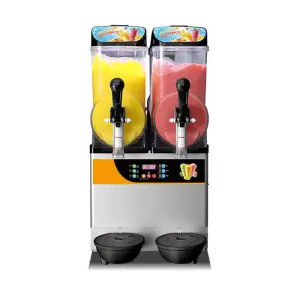 Commercial Grade 24L Double Cylinder Slushie Machine Dual-Tank Cold Drink Slushy Maker Machine for Cafe Bubble Tea Shops