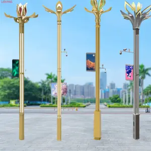 Smart Light Pole with CCTV Camera WiFi LED Display 9M Height for Smart City Highway Project IP65 Waterproof Street Light Pole