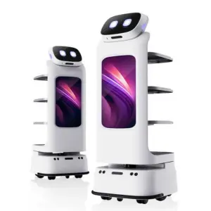 Restaurant Food Delivery Robot Automatic Navigation Hotel Coffee Shop Intelligent Delivery Food Robot with Advertising Screen
