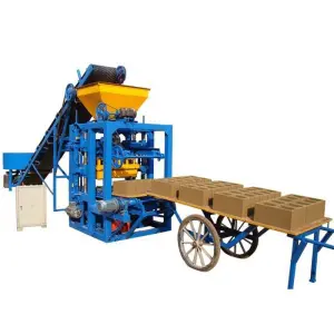 QT4-24 Semi-Automatic Hollow Block Making Machine Cement Concrete Paver with PLC & Mold for Sand or Fly Ash Bricks