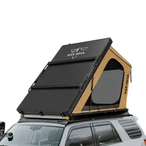 SAN HIMA Quick Setup Waterproof 4WD Hard Shell Roof Top Tent 4x4 Camping Hardshell Rooftop Tent In-built Led Light Bar