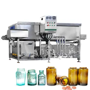 Automatic Industrial Tunnel Type Small Bottle Jar Sterilization Recycle Glass Bottle Washing Cleaning Drying Machine