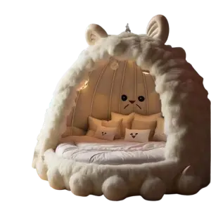 Outdoor Wood Bed Surrounding Monster Cartoon Cloth Rabbit Adjustable Upholstery Bedroom Furniture