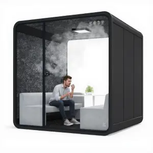 Custom Indoor/Outdoor Smoking Pods with Smart Ventilation System Soundproof Office Smoking Pods with Furniture