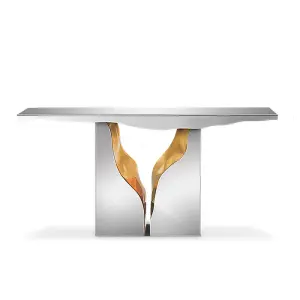 Modern Luxury Stainless Steel Console Table for Villa Hotel High-End Entrance Table Painted Finish for Living Room Furniture