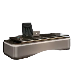 Modular Office Furniture Modern Design Luxury Black Executive Office Desk Ceol Shape Aesthetic Wood Office Chair and Table