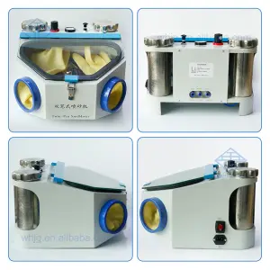 Dental Lab Twin Pencil Double Pen Sandblasting Fine Blasting Sandblast Polisher Machine With LED Light Two Tanks